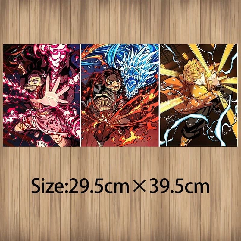 Nezuko Tanjirou Zenitsu Anime affiches lenticulaires 3D pour accessoires décor de chambre Art mural 