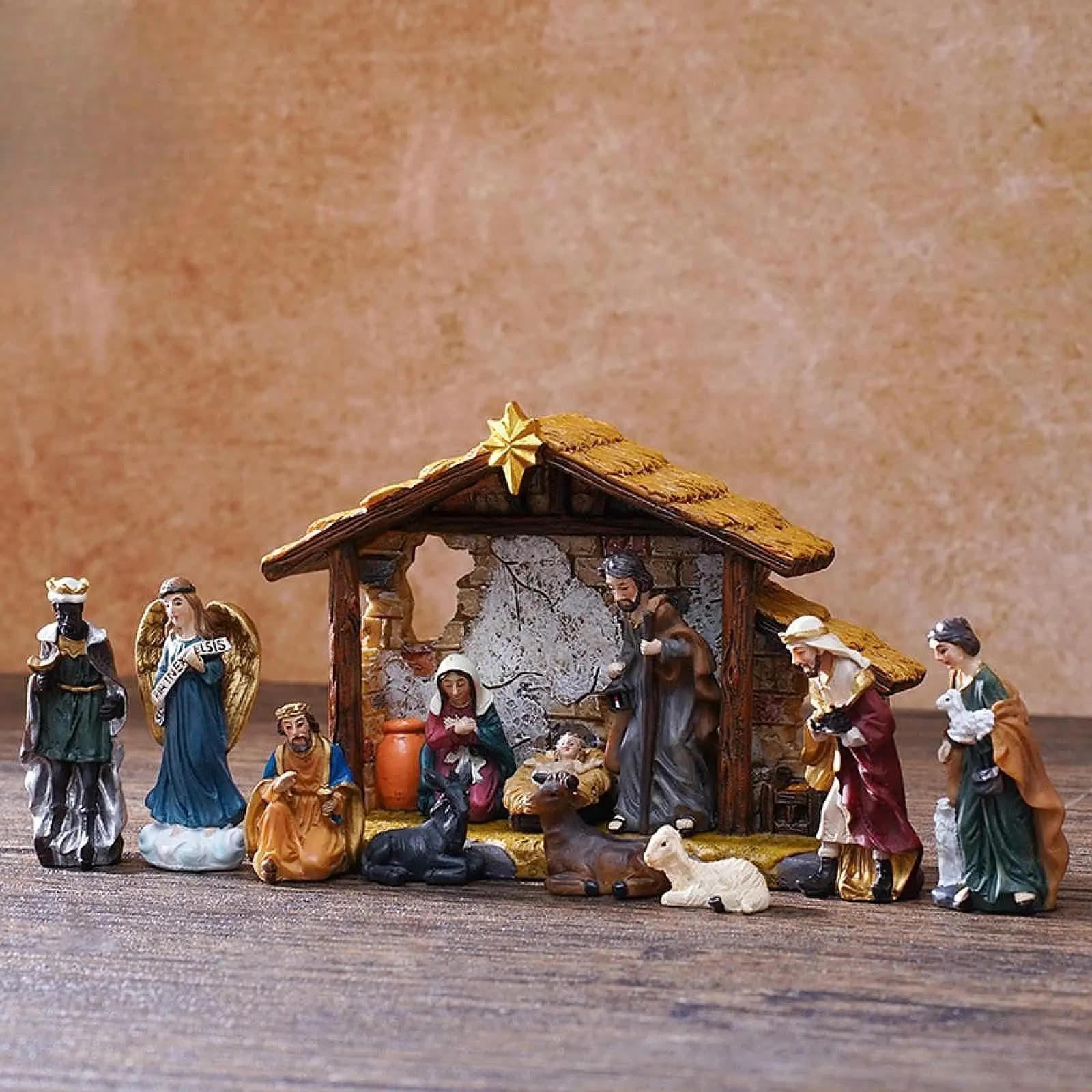 Figurines de la nativité de noël, 12 pièces, décorations de noël, cadeau de vacances authentique