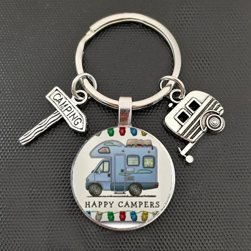 Porte-clés Wagon de Camping-car mignon, porte-clés de Camping I Love, porte-clés de signalisation de