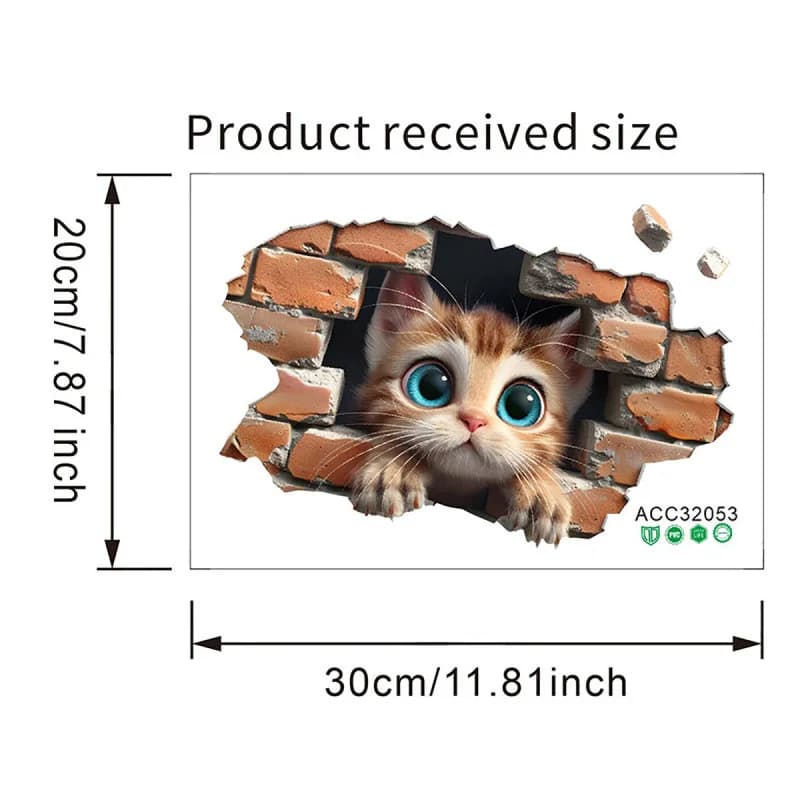 Un autocollant mural avec un motif de chat mignon qui ajoute une touche animée à votre décoration in