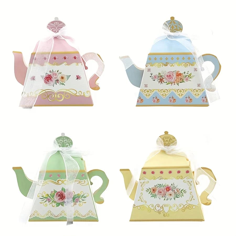 10 Mini boîte-cadeau de fête de thé florale, boîte en papier en forme de théière de printemps, parfa