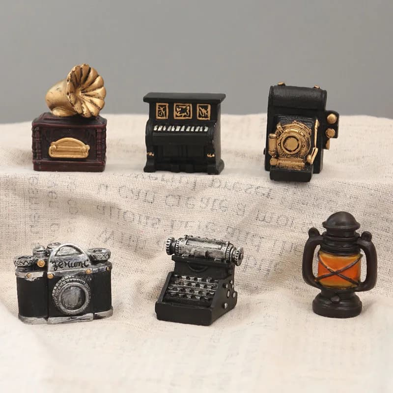 Figurines de meubles rétro, décoration créative 3D, ornements de maison de poupée, artisanat en rési
