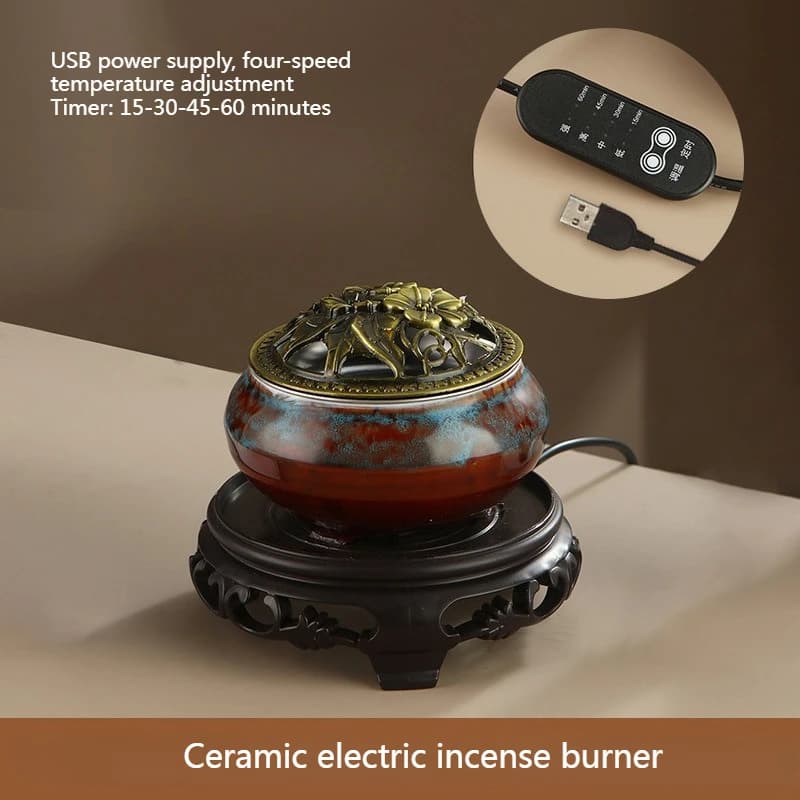 Brûleur d'encens électrique en céramique/réglage de la température temporisé, huile essentielle pour