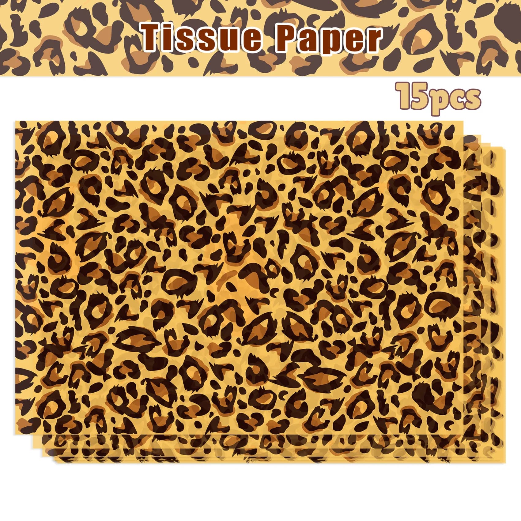 Papier cadeau imprimé léopard, 15/35 pièces, pour fête d'anniversaire, décoration de mariage, décora