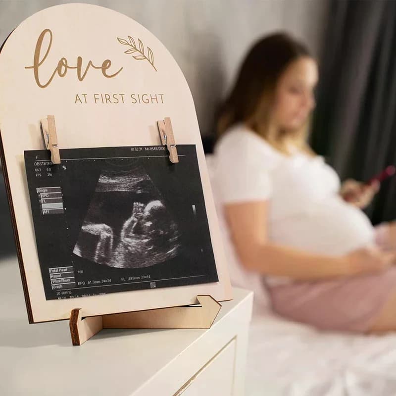 1 ensemble de cadres photo ultrasoniques en bois pour les futures mamans, pour annoncer la grossesse