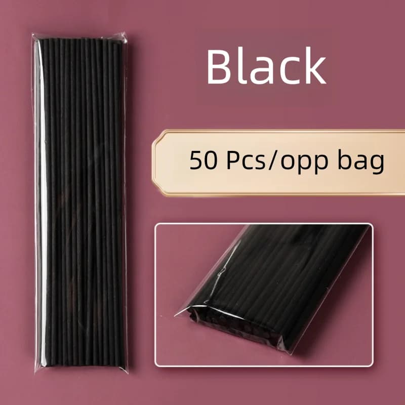Bâtons de diffuseur d'aromathérapie épais en Fiber noire, recharge de parfum, 3mm x 20cm, 50 pièces/
