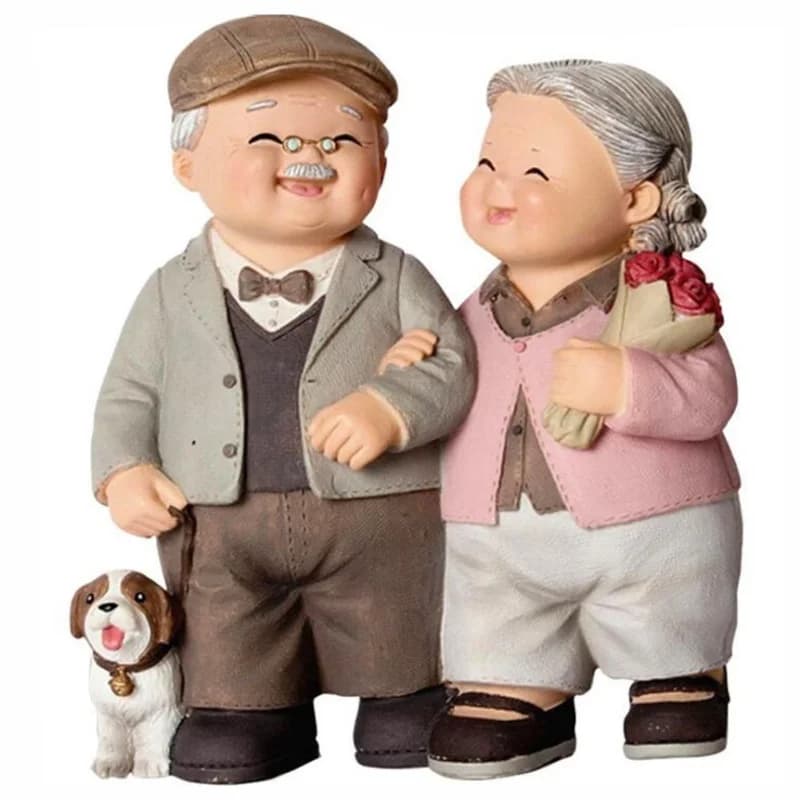Statue de Couple en résine pour personnes âgées, ornement artisanal romantique, décoration de maison