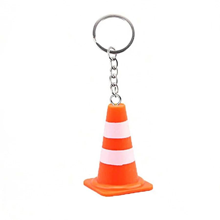 Porte-clés design grand cône de signalisation orange, porte-clés créatif/porte-clés décoratif pour v