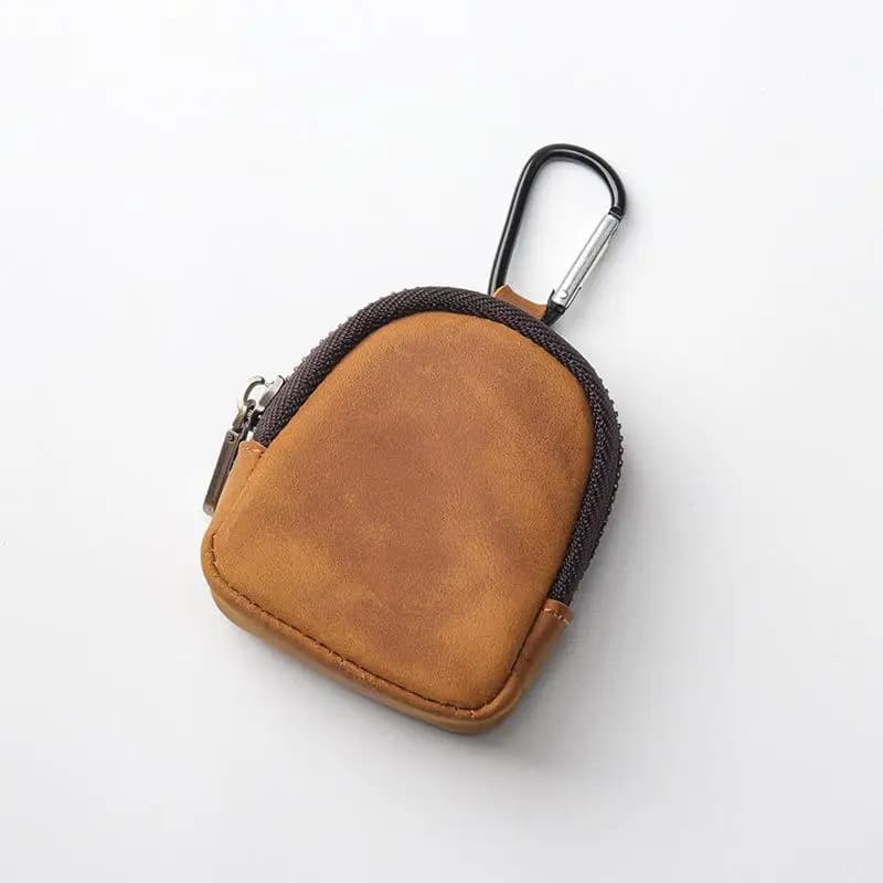 Mini pochette rétro en cuir PU avec fermeture éclair pour pièces de monnaie, écouteurs et rangement 