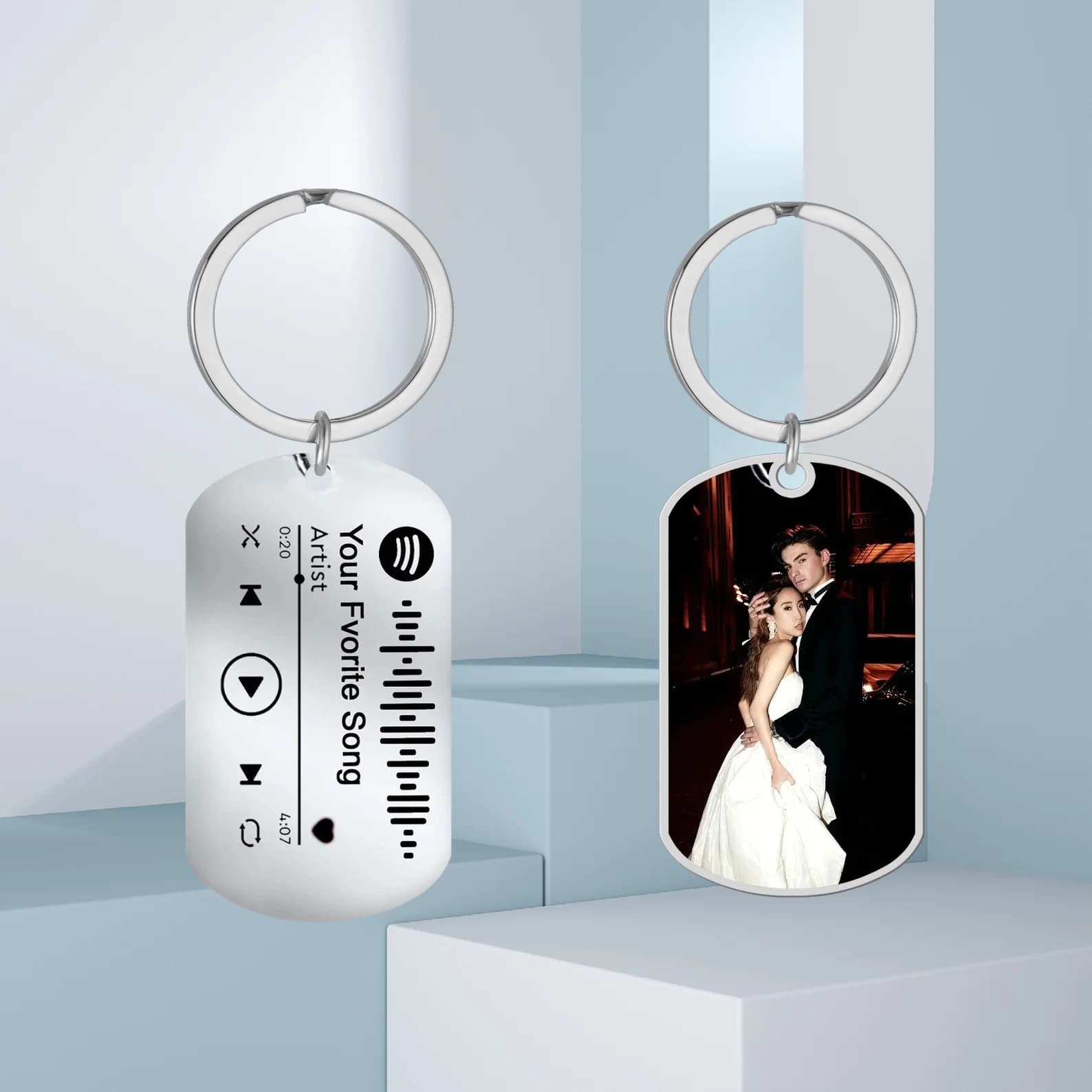 Porte-clés personnalisé avec code Spotify, photo, idées de cadeaux géniaux, cadeau d'anniversaire, c