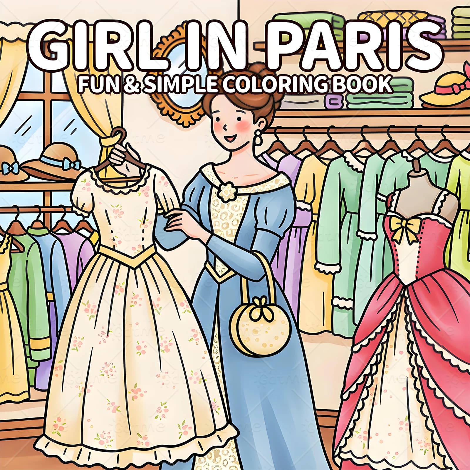 Livre de coloriage pour adultes Paris Ladies Vintage Clothing, motifs audacieux et faciles, livre de