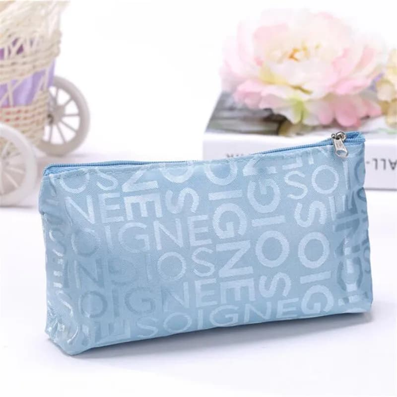 Trousse de Maquillage Fille avec Imprimé Cœur et Lettres, Sac de Rangement pour Articles de Toilette