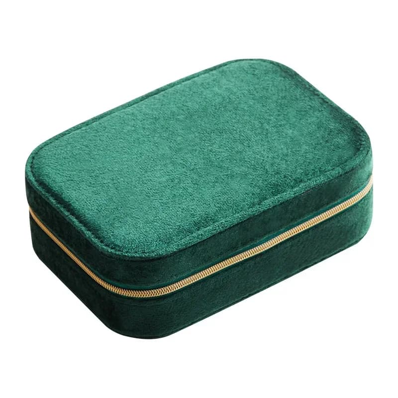 Boîte à bijoux en velours double couche portable pour voyage, rangement de boucles d'oreilles, bague