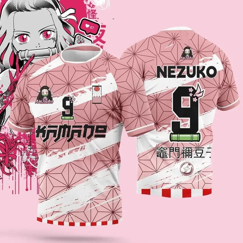 T-shirt Nezuko Kamado Demon Slayer pour hommes et femmes # T-shirt décontracté respirant style jerse