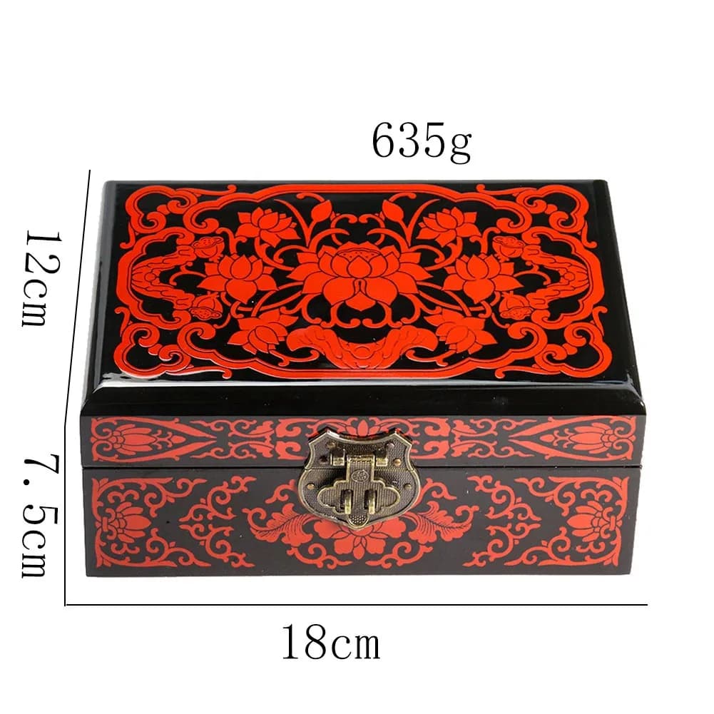 Boîte de laque traditionnelle chinoise en bois, boîte à bijoux de maquillage de mariage Vintage, emb