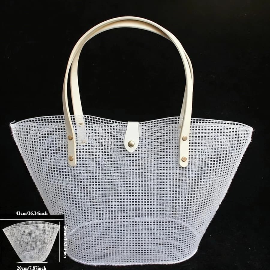 1 jeu de sacs tissés à la main brodés en plastique, maille noire, kit d'outils de bricolage, portefe