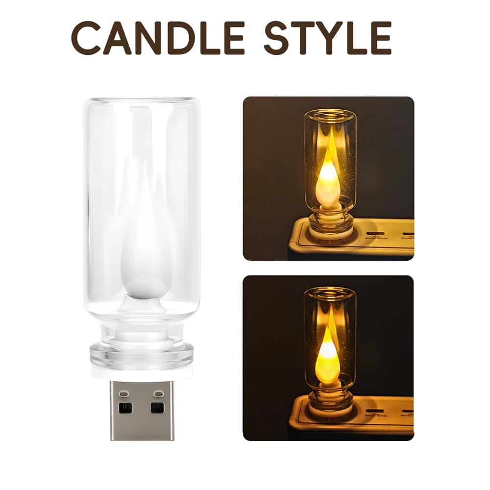Lumière ambiante tactile LED dynamique RGB, type bougie, veilleuse, verre transparent, lumière de fl