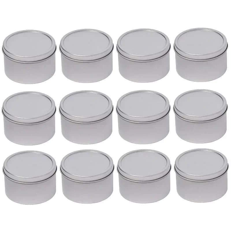 Lot de 12 pots à bougies avec couvercle, boîtes rondes en métal noir, or, argent, contenants à bougi