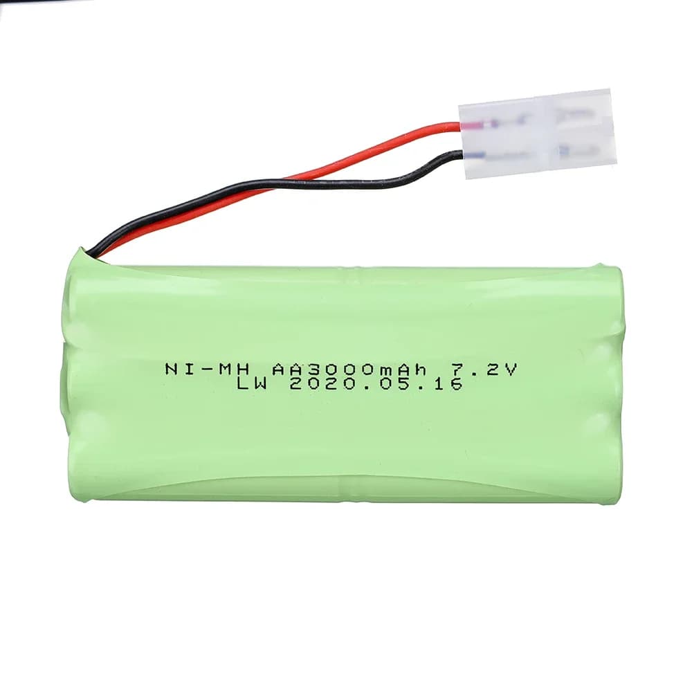 Batterie NiMH rechargeable AA 7.2v 3000mAh + chargeur 7.2v pour voitures RC, robots, chars, armes, b