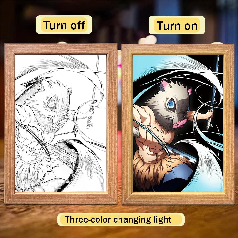 Lampe de chevet LED Tanjiro Kamado, cadre lumineux de personnage d'action animé Tueur de démons, cad