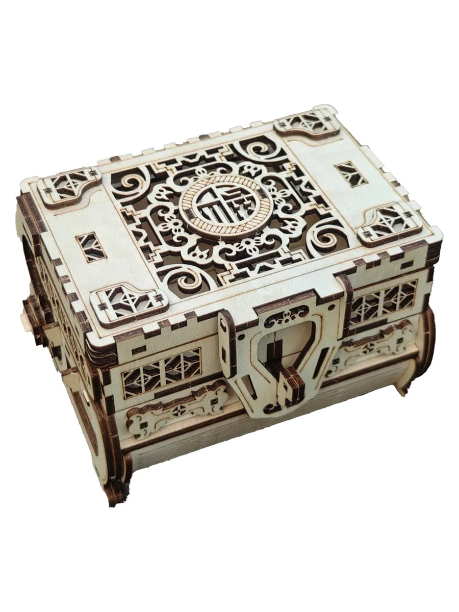Boîte au trésor 3D DIY en bois, jeu de puzzle à assembler, cadeau pour adulte, boîte à bijoux en blo