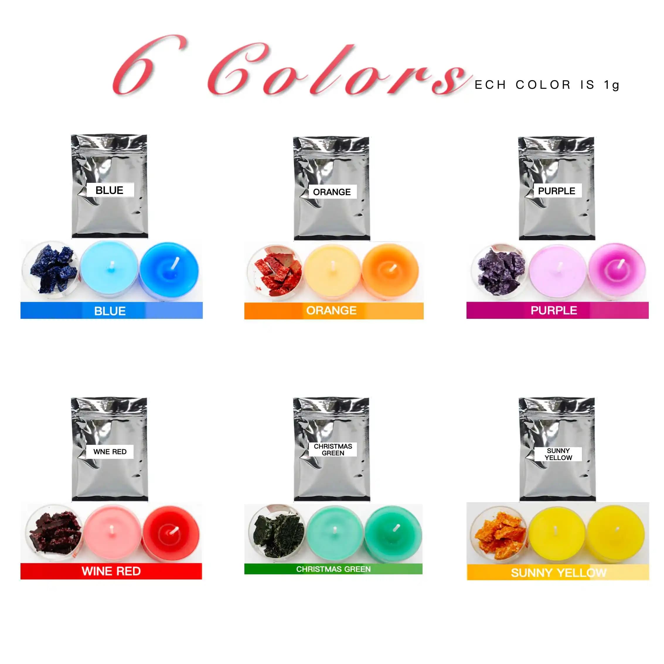 Ensemble de pigments colorés pour bougies (34 couleurs/16 couleurs/12 couleurs/6 couleurs) (1G/coule