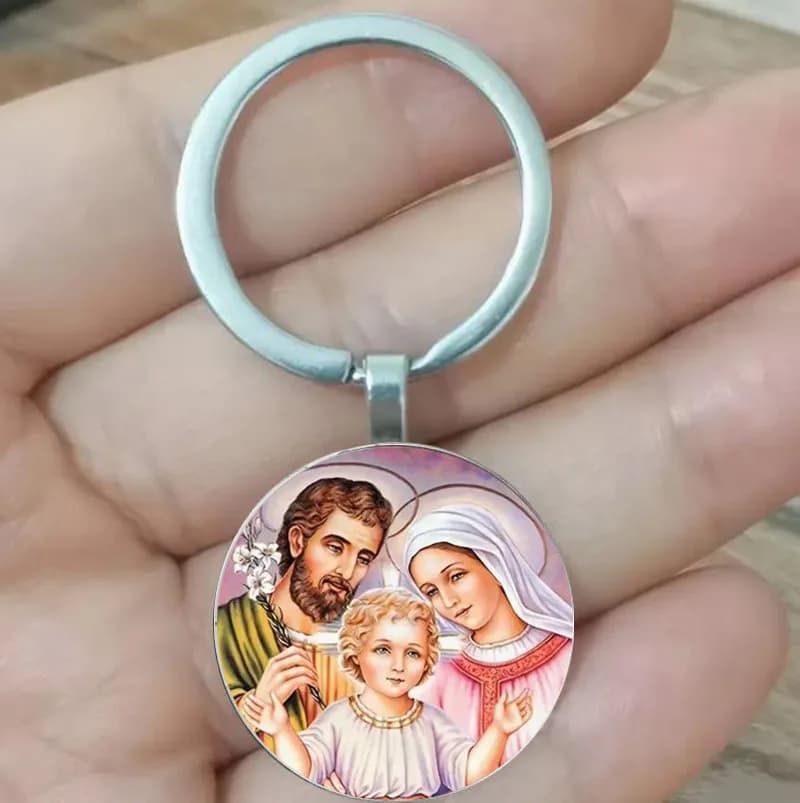Porte-clés pendentif rond en alliage, prière de la foi, adapté aux sacs et sacs à dos, le cadeau par