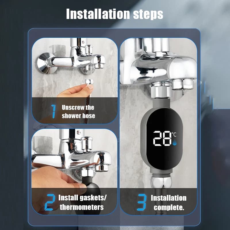 Pommeau de douche, affichage d'accessoires de douche, jauge de température de l'eau domestique
