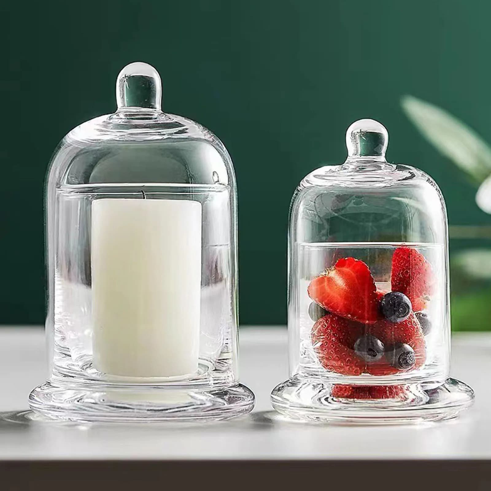 Bougeoir en verre, support à gâteau en forme de dôme, chauffe-plat, chandelier moderne, tasse pour l