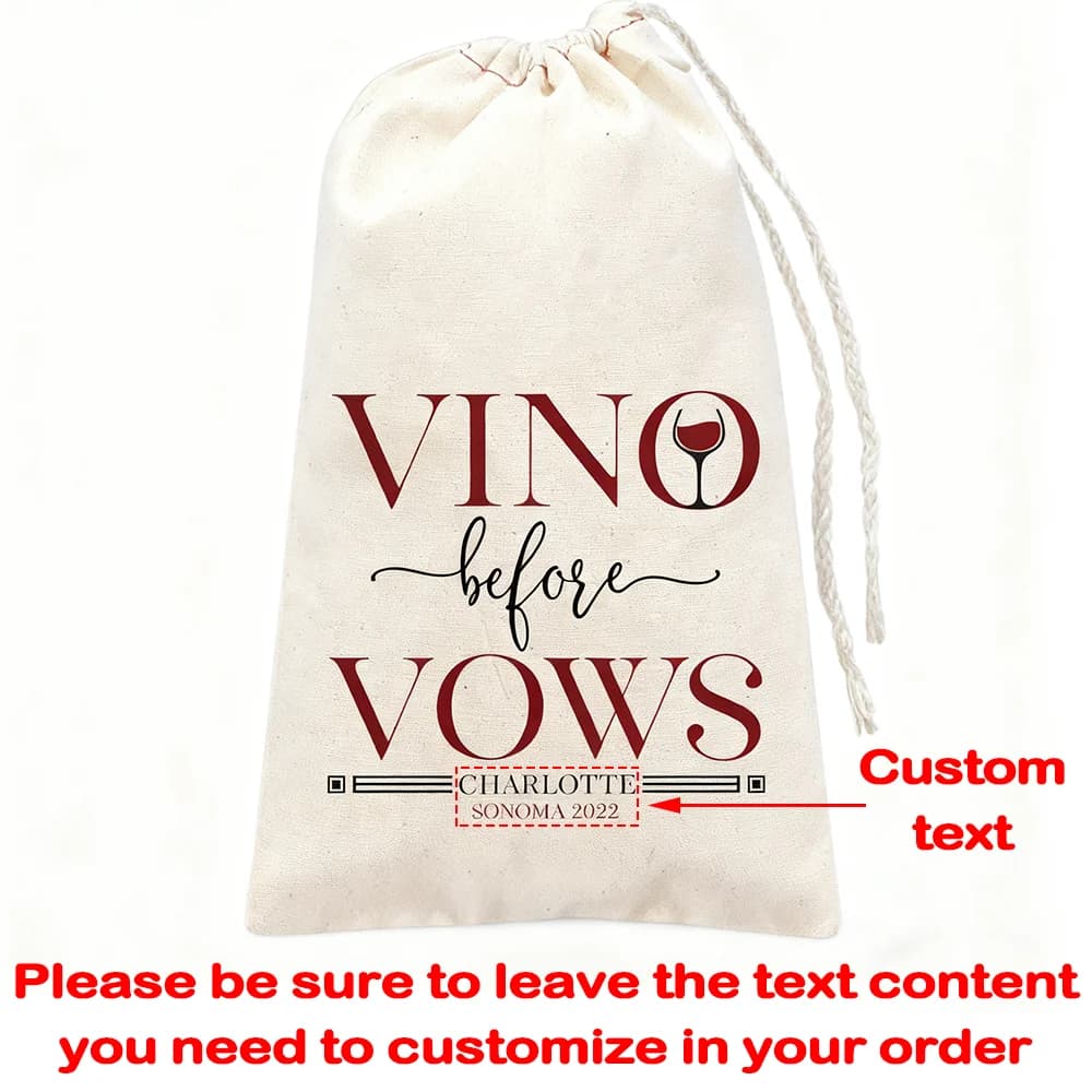 Sacs cadeaux personnalisés pour fête d'enterrement de vie de jeune fille, 4 pièces, Vino avant Vows,