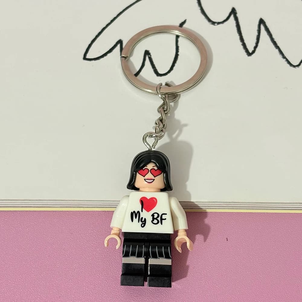 Ensemble de porte-clés de Couple fait à la main, j'aime mon petit ami/fille, pendentif de figurine m