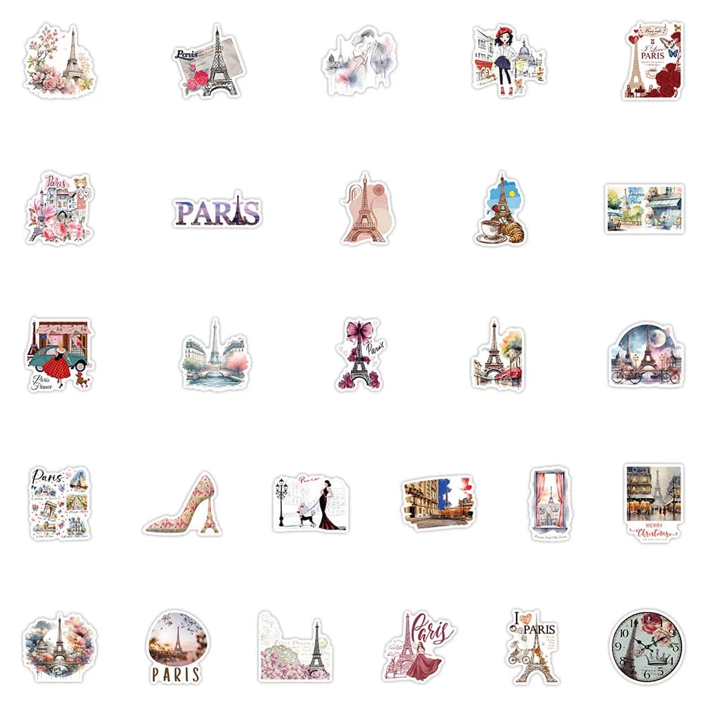 54 pièces romantique Paris autocollants esthétique Graffiti bricolage décoration cadeau voyage commé