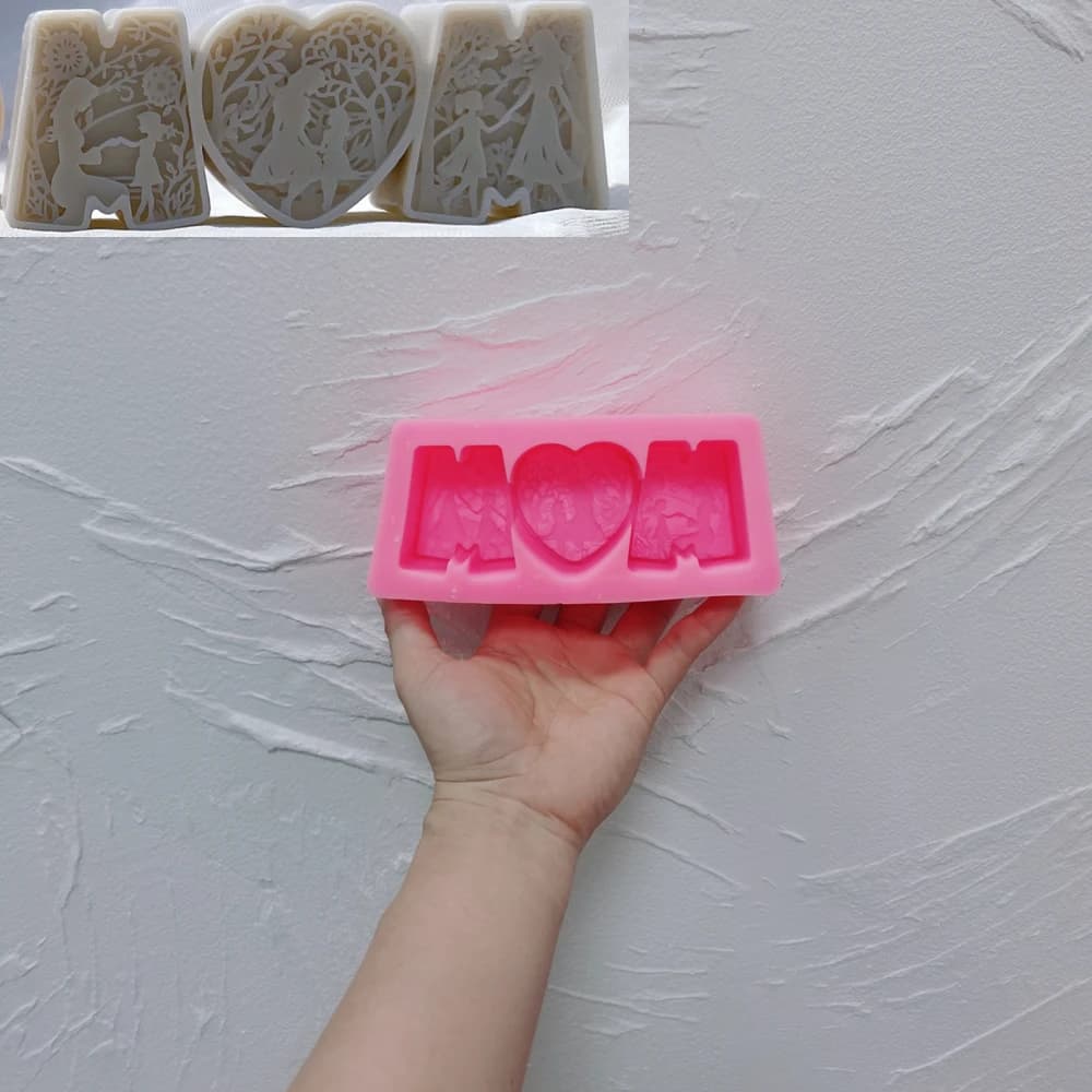 Moule à bougie en Silicone pour papa maman, lettre MAM, cire de soja, cadeau de fête des pères, déco