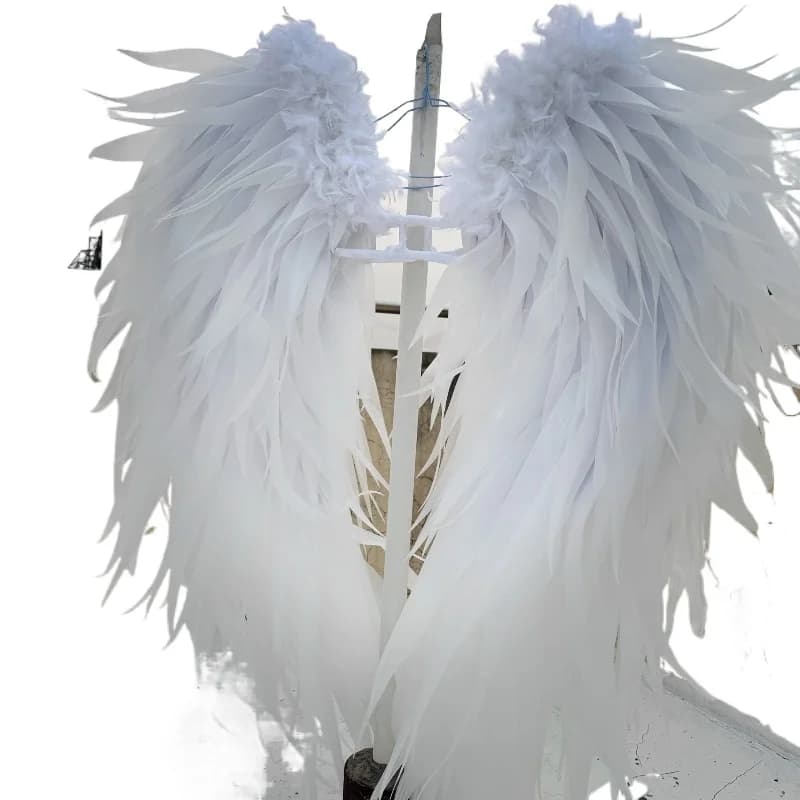 Accessoire de costume ailes d'ange blanches, grandes ailes à bretelles réglables pour Halloween, Cos