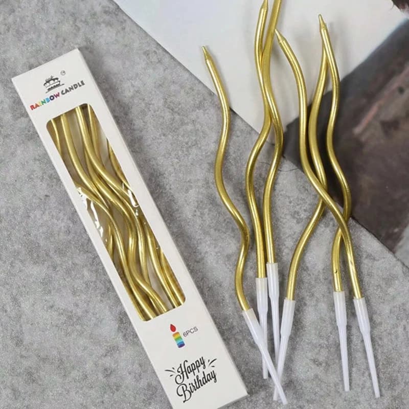 Bougies à gâteau incurvées, 6 pièces/ensemble, décoration de gâteaux, anniversaire, réception-cadeau