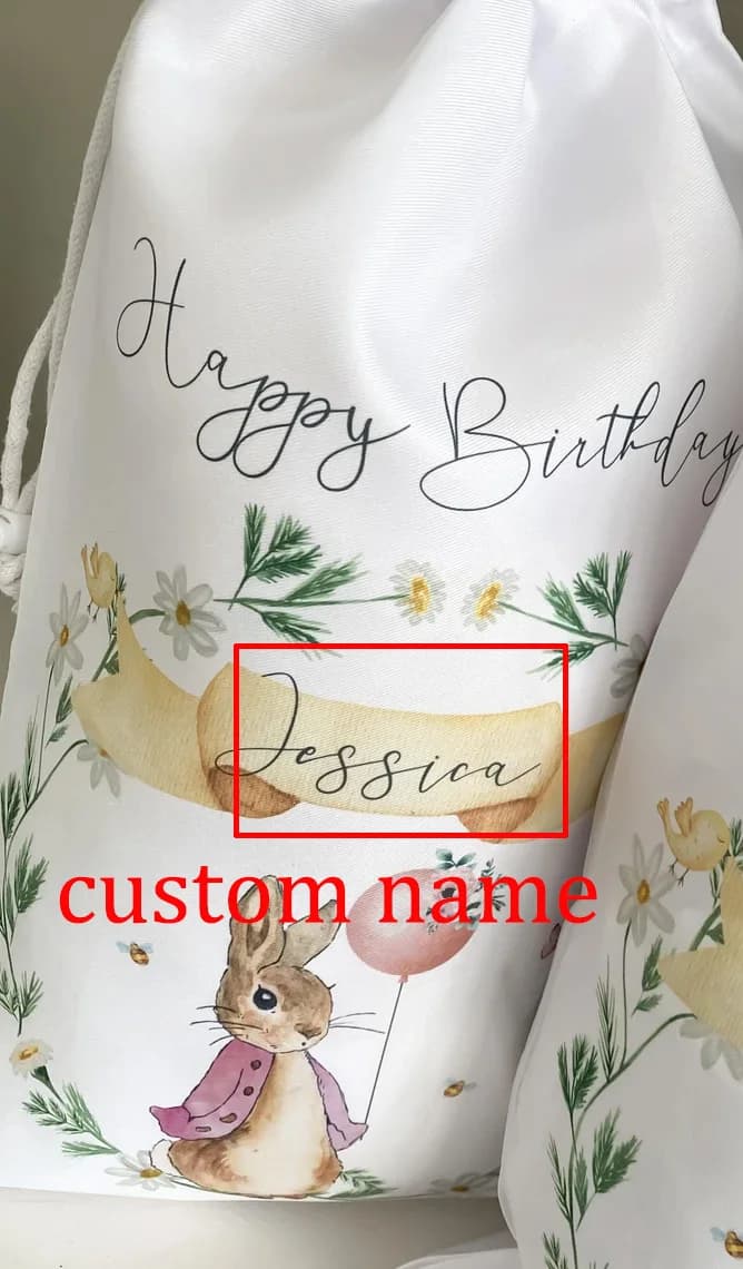 Sac cadeau lapin personnalisé pour enfants, sac à jouets pour enfants, décoration de fête d'annivers