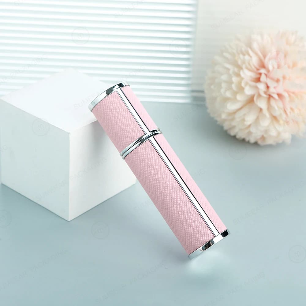Bouteille rechargeable de parfum de 5 ml avec coque en aluminium, extérieur en cuir de luxe, flacon 