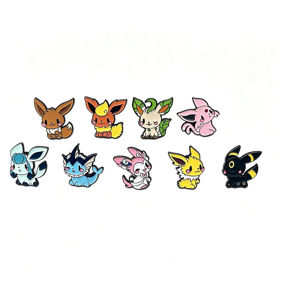 Lot de 9 broches anime elfes, épingles émaillées Eevee, badges métalliques tendance, bijoux pour vêt