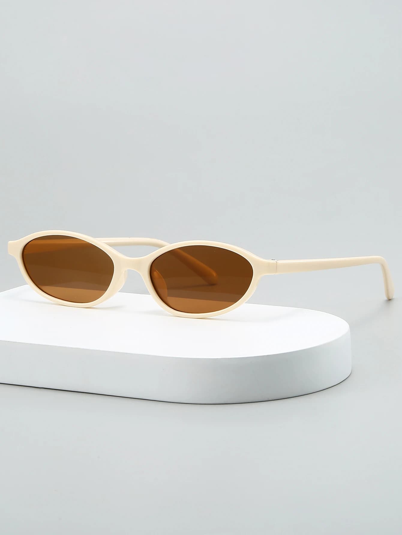 Lunettes décoratives ovales à petite monture, 1 pièce, à la mode, légères, portables et durables, pa