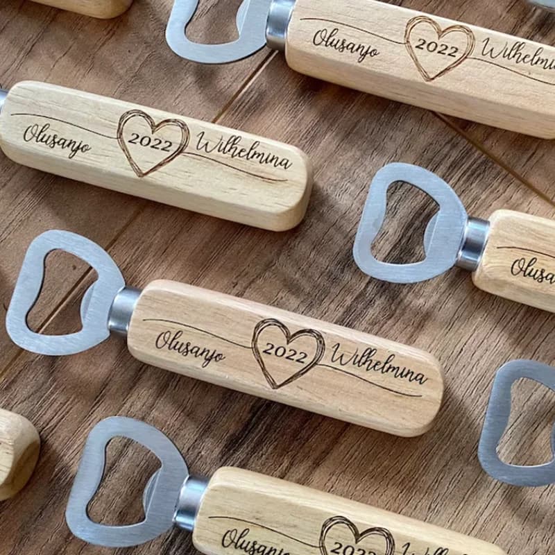 Ouvre-bouteille en bois personnalisé, Gadgets de cuisine, outils de Bar, fournitures de mariage, cad
