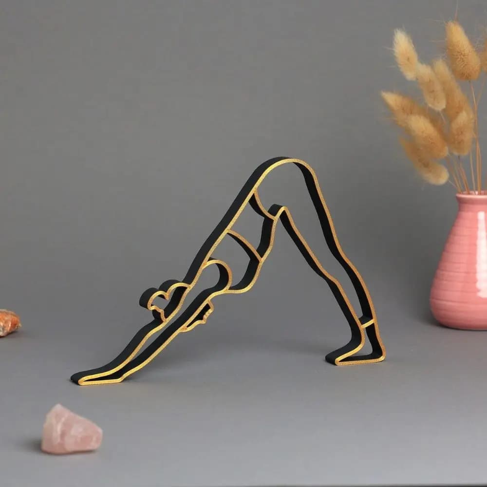 1 morceau d'ornement de figurine de dame de yoga de style géométrique abstrait, décoration de dame d