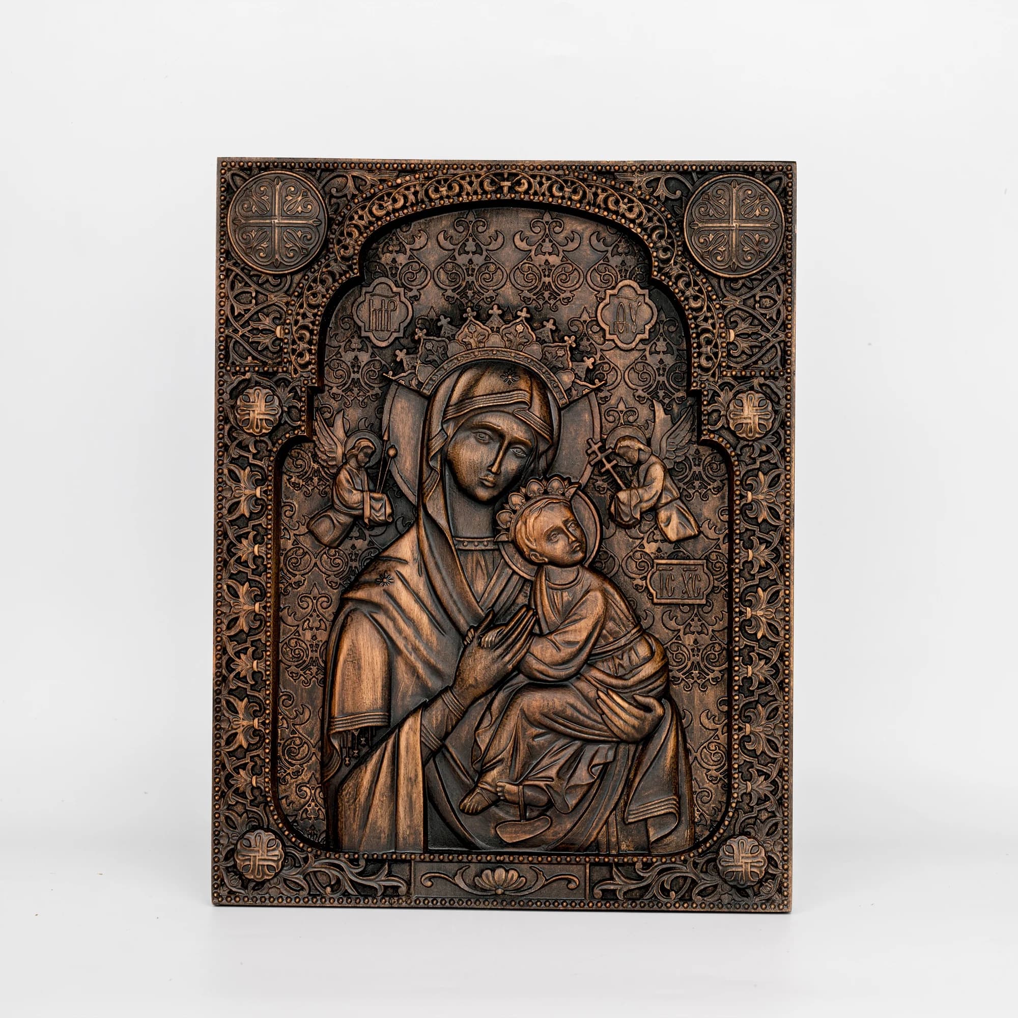 Décoration murale sculptée en bois de Notre-Dame du Perpétuel Secours, articles religieux catholique