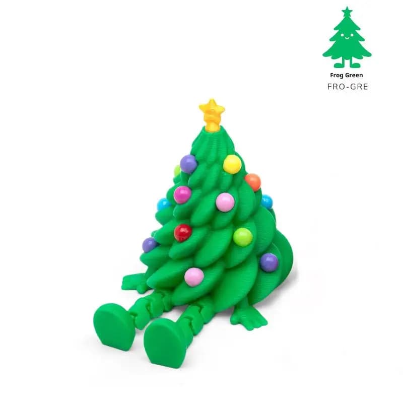Ornements de bureau mignons de noël imprimés en 3D, arbres de noël avec articulations colorées et fo