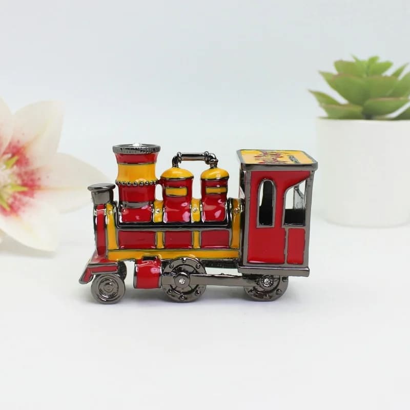 SHINNYGIFTS Boîte à bijoux en émail avec train – Organisateur de bibelots antiques peint à la main a