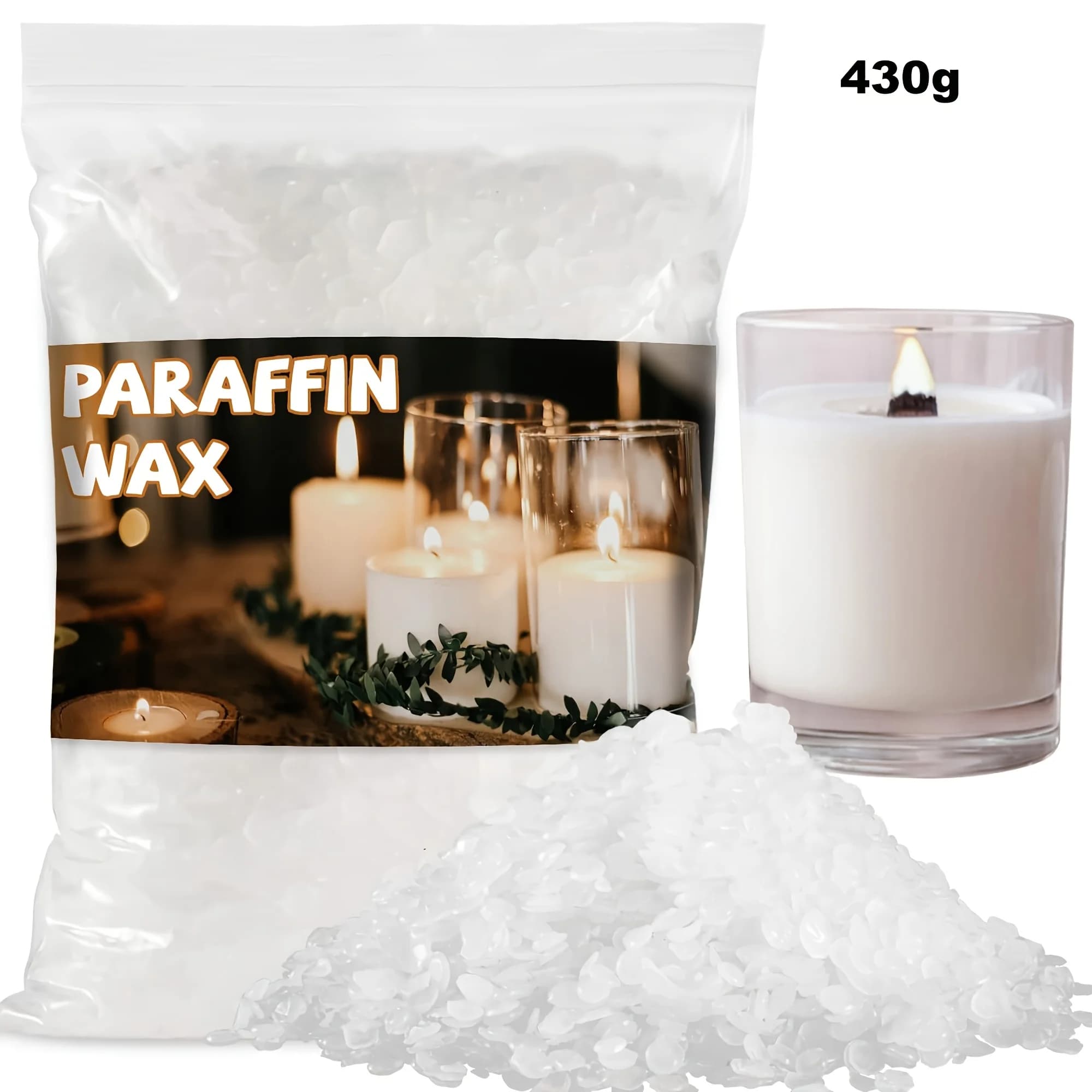 Cire d'abeille blanche 430/885g - Cire pure adaptée à la fabrication de bougies, cire d'abeille blan