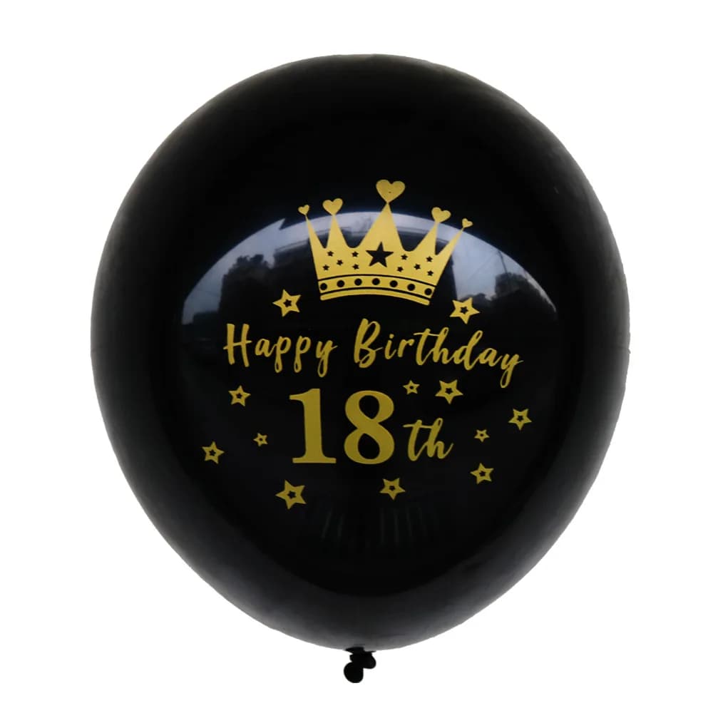 Bannière suspendue pour décorations de 18e anniversaire, noir et or, ballons joyeux anniversaire pou