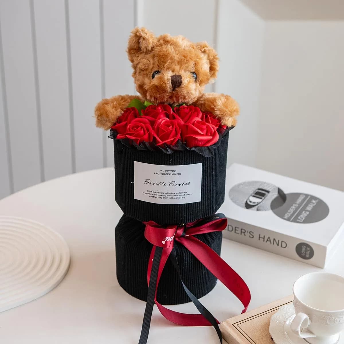 Cadeau de saint-valentin pour son Bouquet de roses avec ours mignon, fleur artificielle, décoration 