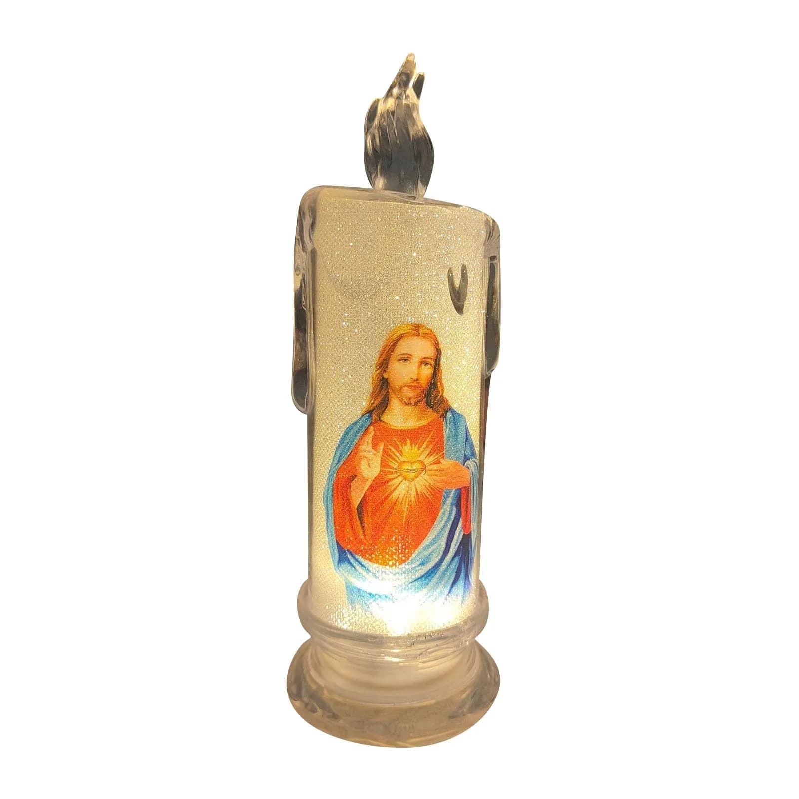Jésus catholique chrétien cérémonie religieuse vierge électronique sans flamme LED bougies de prière