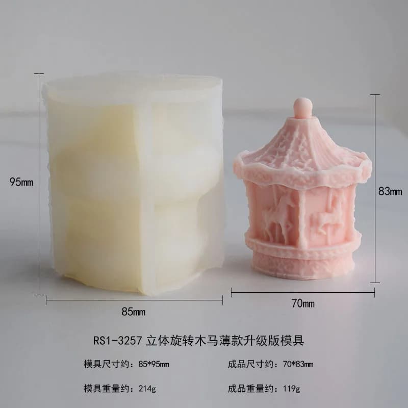 Moule en Silicone carrousel 3D, bougie d'aromathérapie, plâtre, ornements de modélisation faits à la