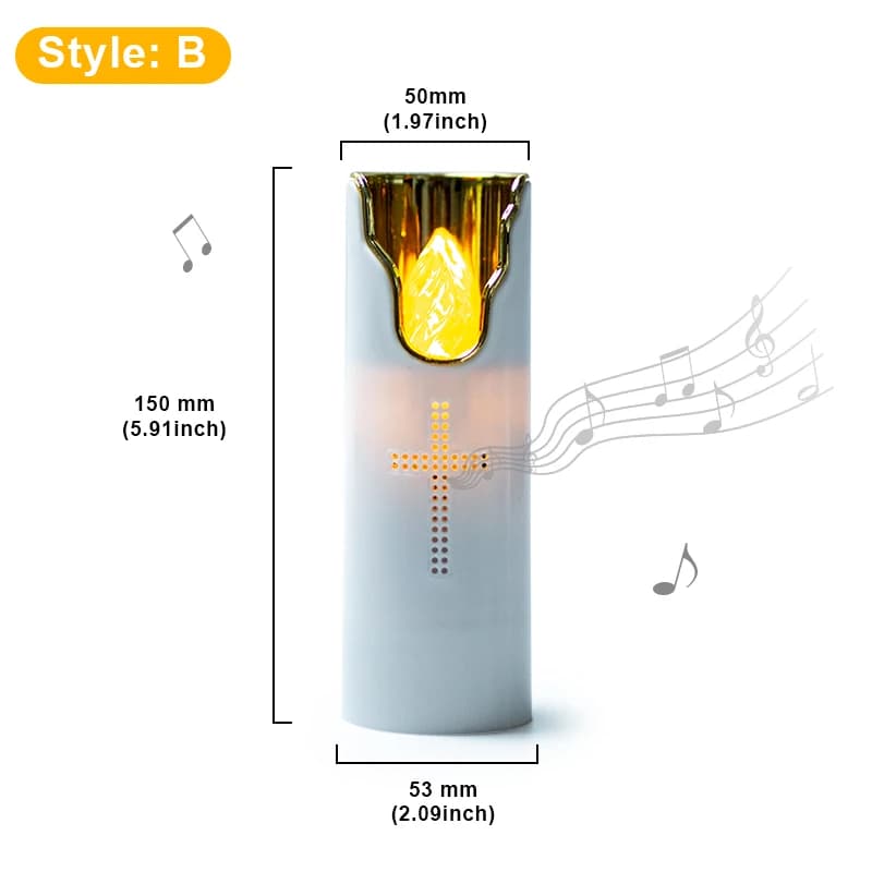 Bougie LED sans flamme, prière, flamme oscillante, haut-parleur musical, bougies électroniques, lamp